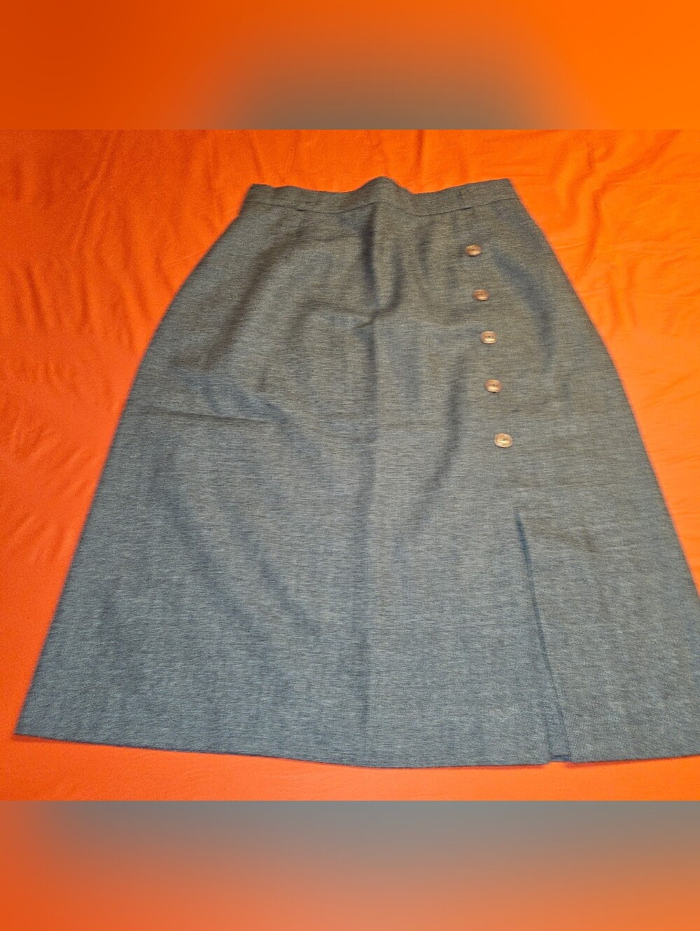 Hunters Glen Vintage A-Line Skirt Gray Acrylic sz9/10 Front Slit E.U.C.